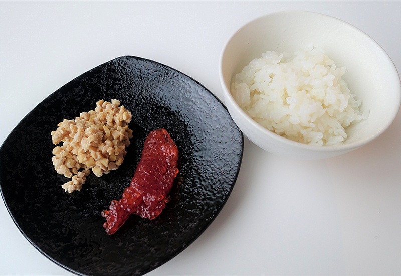Sujiko, Natto, and White Rice