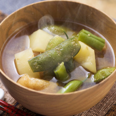 Miso Soup with Lots of Beans and Full of Ingredients